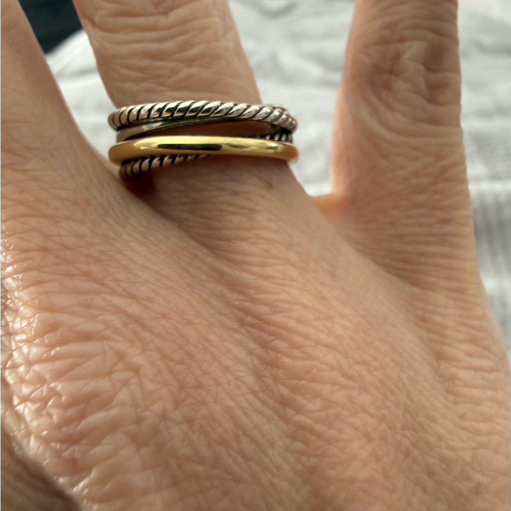 David Yurman Silver And Gold Twisted Ring